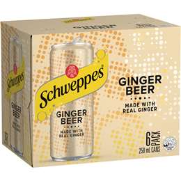 Schweppes Ginger Beer Cans 250mL x 6 pack