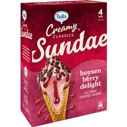 Bulla Creamy Classics Sundae Cones Boysenberry