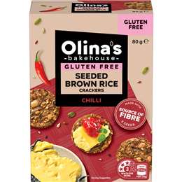 Olina's Bakehouse Gluten Free Seeded Brown Rice Crackers Chilli 80g