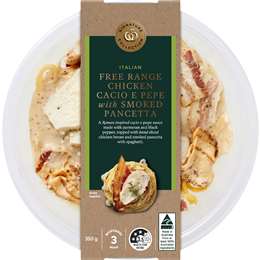 Woolworths Free Range Chicken Cacio E Pepe With Smoked Pancetta