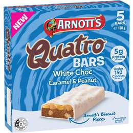 Arnott's Quatro White Choc Bars Caramel & Peanut 160g 5 pack