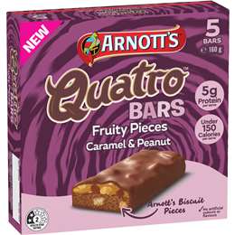 Arnott's Quatro Fruity Pieces Bars Caramel & Peanut 160g 5 pack