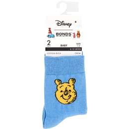 Bonds Disney Winnie The Pooh Baby Crew Sock Size 1-2 2 pack
