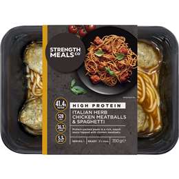 Strength Meals Co Italian Herb Chicken Meatballs & Spaghetti