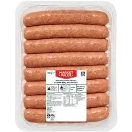 Market Value 8 Thin BBQ Sausages 500g