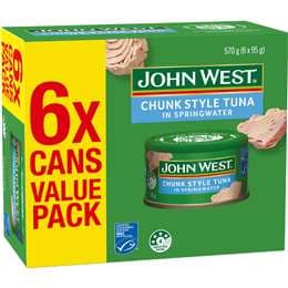 John West Tuna In Springwater Value 95g x 6 pack