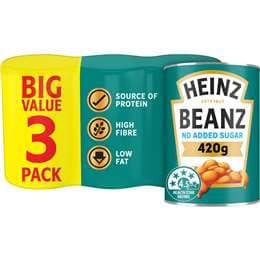 Heinz Baked Beans No Added Sugar 420g x 3 pack