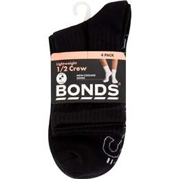 Bonds Ladies Light Half Crew Socks Size 3-8... 2 pack