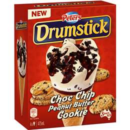 Peters Drumstick Peanut Butter & Choc Chip Cookie 4 Pack