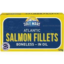 Sole Mare Atlantic Boneless Salmon Fillets In Oil 120g