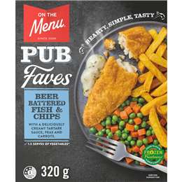 On The Menu Beer Battered Fish & Chips Frozen Meal