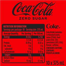 Coca - Cola Zero Sugar Soft Drink Multipack Cans