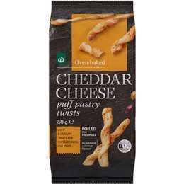 Woolworths Cheddar Cheese Puff Pastry Twist Crackers