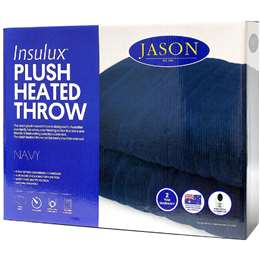 Jason Insulux Plush Heated Throw Navy Each | Woolworths
