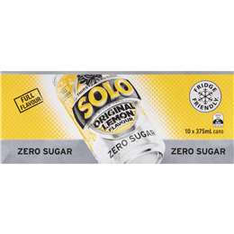Solo Zero Sugar Original Lemon Soft Drink Cans Multipack