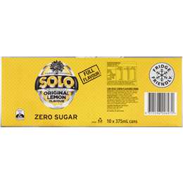 Solo Zero Sugar Original Lemon Soft Drink Cans Multipack