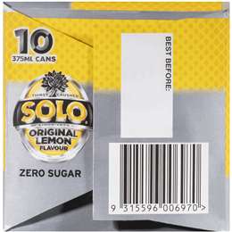 Solo Zero Sugar Original Lemon Soft Drink Cans Multipack