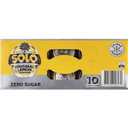 Solo Zero Sugar Original Lemon Soft Drink Cans Multipack