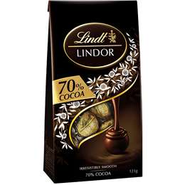 Lindt Lindor 70% Cocoa Dark Chocolate Bag 123g