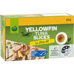 Woolworths Yellowfin Tuna Slices In Olive Oil 125g