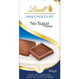 Lindt No Sugar Added Milk Chocolate Block