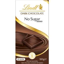 Lindt No Sugar Added Dark Chocolate Block