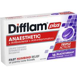 Difflam Plus Sore Throat Lozenges Blackcurrant Anaesthetic