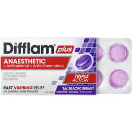 Difflam Plus Sore Throat Lozenges Blackcurrant Anaesthetic
