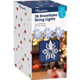 Mirabella Christmas 26 String Lights 2.5m Powered Snowflakes each