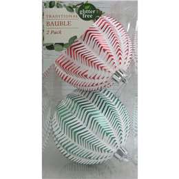 Christmas Traditional Baubles White Red Green 2 pack