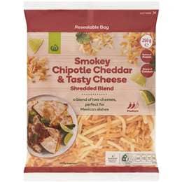 Woolworths Smokey Chipotle Cheddar & Tasty Cheese Shredded Blend