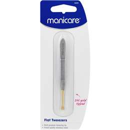 Manicare Flat Tweezer Gold Tipped Each