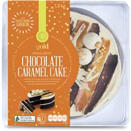 Woolworths Gold Indulgent Chocolate Caramel Cake 1.3kg | Woolworths