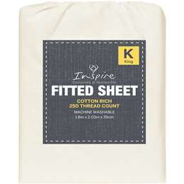 Inspire Fitted Sheet King Bed Cream / Blue Assorted Each