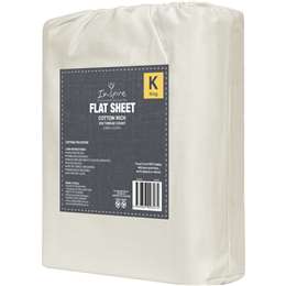 Inspire Flat Sheet King Bed Cream / Blue Assorted