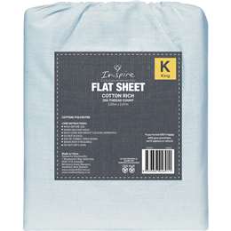 Inspire Flat Sheet King Bed Cream / Blue Assorted
