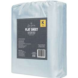 Inspire Flat Sheet King Bed Cream / Blue Assorted
