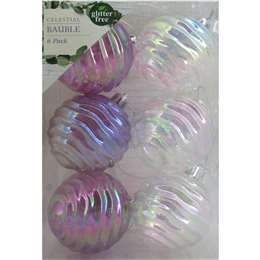 Christmas Celestial Baubles Purple Iridescent 6 pack