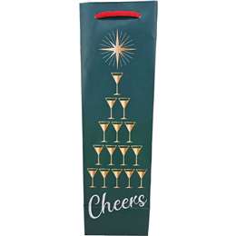 Christmas Bottle Gift Bag Green 2 pack