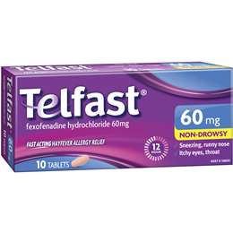 Telfast Hayfever Allergy Relief 60mg Antihistamine Tablets