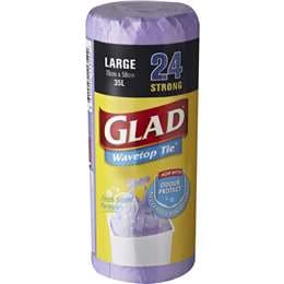 Glad Wavetop Tie Bin Liner Purple Large 24 pack