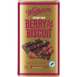 Whittaker's Berry & Biscuit Milk Chocolate Block 250g