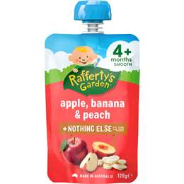 Rafferty's Garden Baby Food Pouch Apple, Banana & Peach Nothing Else 4+ Months