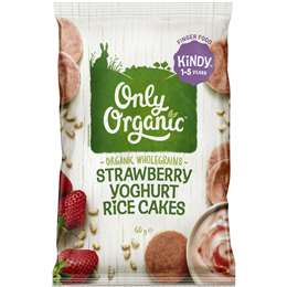 Only Organic Food Rice Cakes Snack Strawberry Yoghurt 60g
