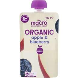Macro Organic Baby Food Apple & Blueberry 6m 120g