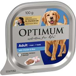 Optimum Adult Wet Dog Food with Chicken & Rice Tray 100g