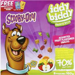 Iddy Biddy Scooby Doo Fruit Snacks 8 Pack | Woolworths