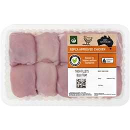 Woolworths RSPCA Approved Chicken Thigh Fillets Skinless Tray 1.3kg - 1.7kg