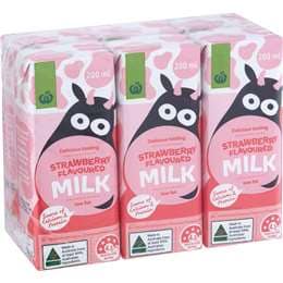 Woolworths Strawberry Milk Lunch Box Poppers 200mL x 6 pack