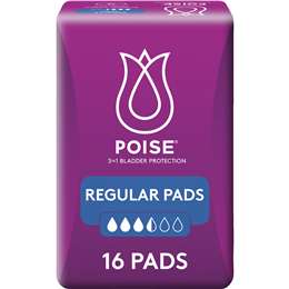 Poise Pads For Bladder Leaks Regular 16 Pack | Woolworths